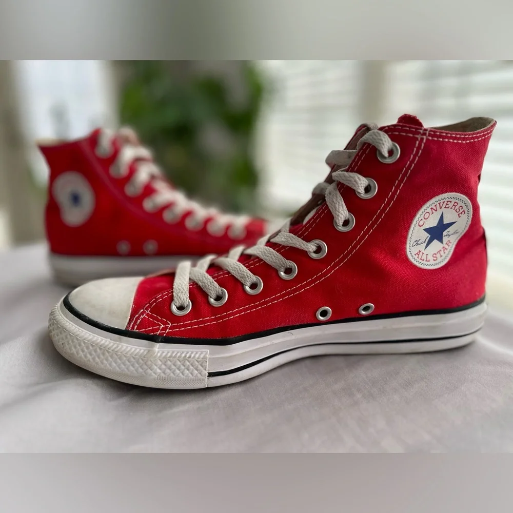 Converse Red and White High-Tops - Picture 2 of 5